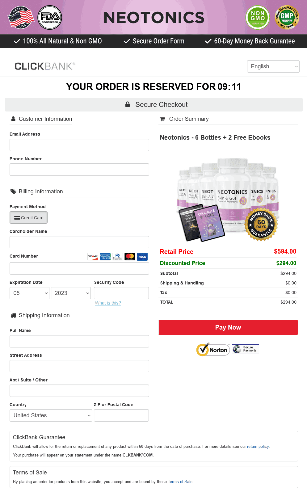 neotonics neotonics-secure-checkout-page